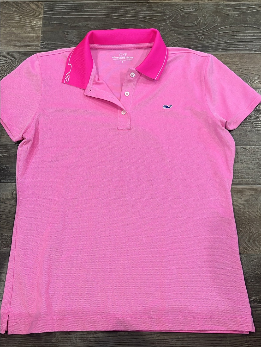 Vineyard Vines Bright Pink Women's Polo with Contrast Collar